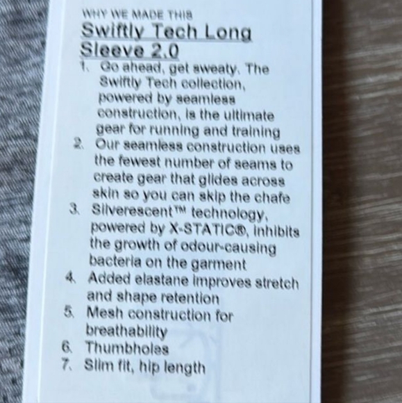 Lululemon Swiftly Tech Long-Sleeve Shirt 2.0 Soft Lilac Color Size 2 - Picture 6 of 8